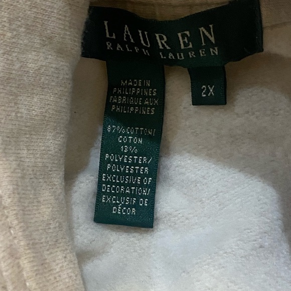 Preppy Button& Zip Sweatshirt Jacket with Patch Shoulder Size 2XL / Lauren RL - Picture 12 of 14